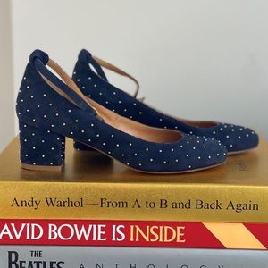 Sezane Navy Suede Studded Babies